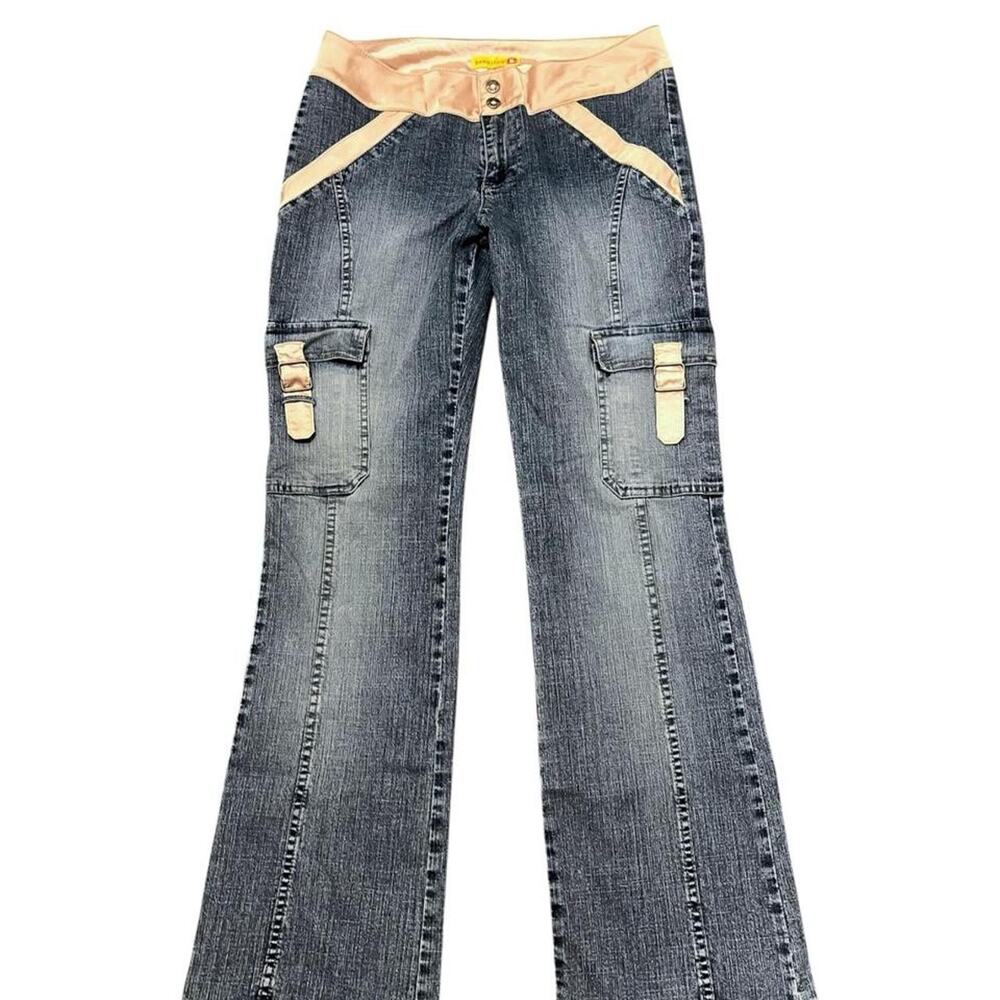 Y2K Gasoline Cargo Low Rise Flare Jeans